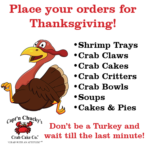 Thanksgiving orders Capt'n Chucky's Crab Cake Co. Ocean City NJ